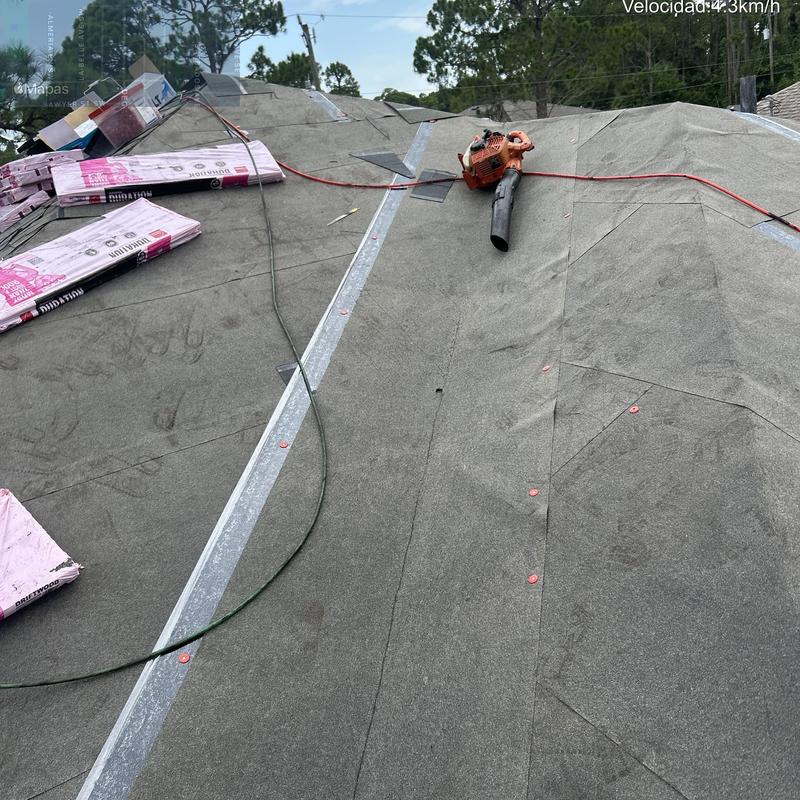 Peel and stick underlayment installed on roof deck Peel and stick underlayment installed on roof deck