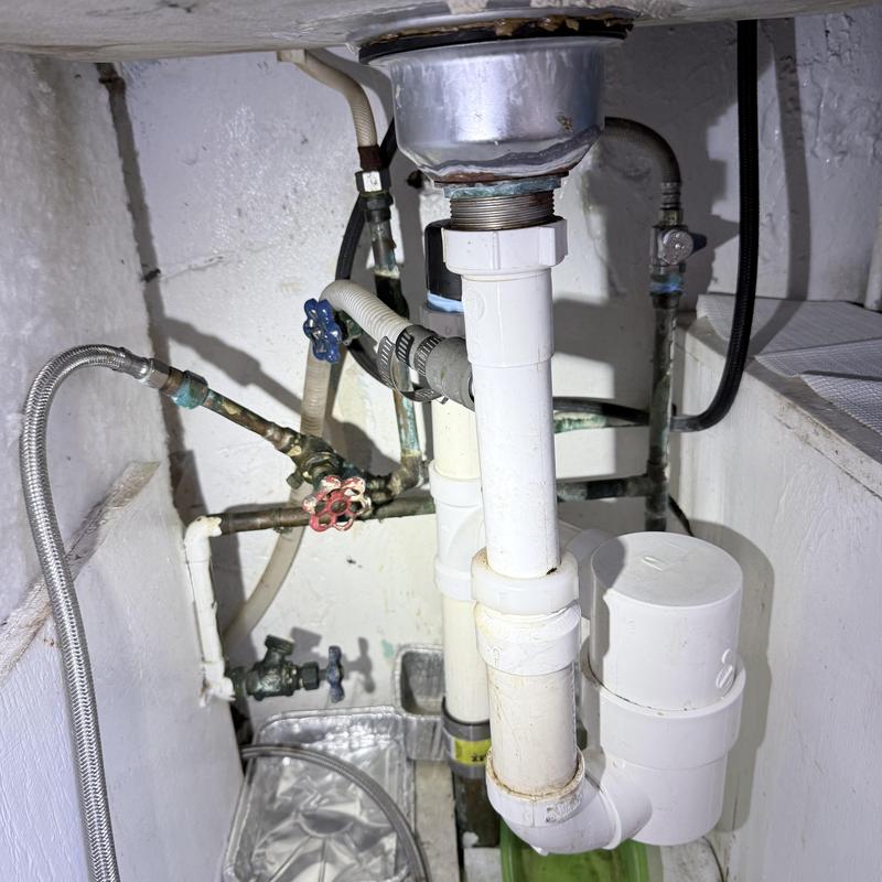 Kitchen sink drain pipes with stop valves replacement