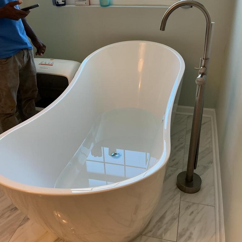 Freestanding tub tubular flow drain and 2 p-trap installation Freestanding tub tubular flow drain and 2 p-trap installation