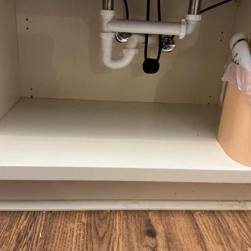 Kitchen sink faucet plumbing with PVC pipes under cabinet Kitchen sink faucet plumbing with PVC pipes under cabinet
