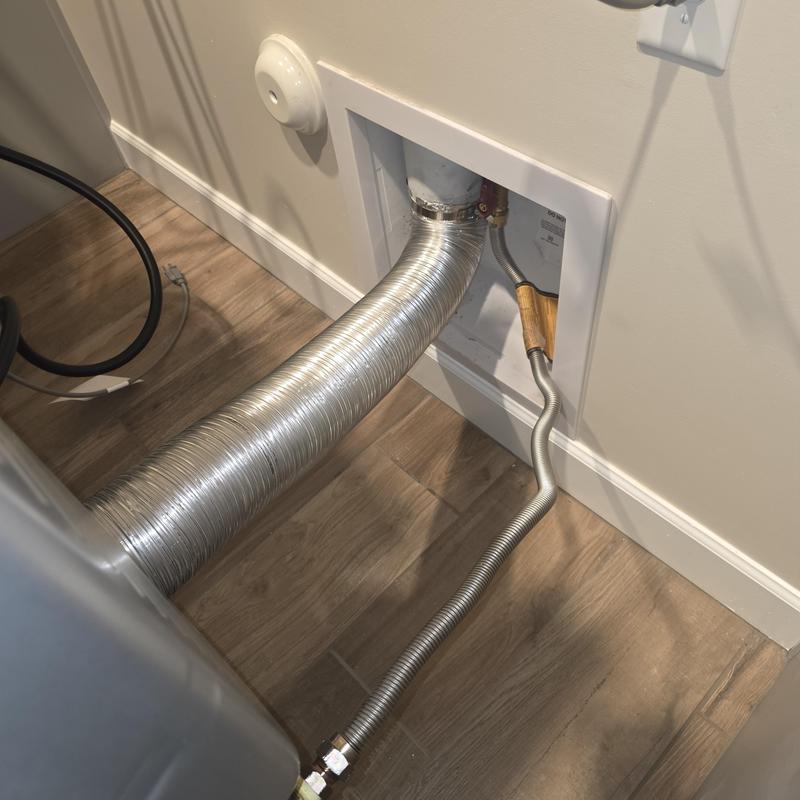 Gas line and vent hose connection to dryer Gas line and vent hose connection to dryer