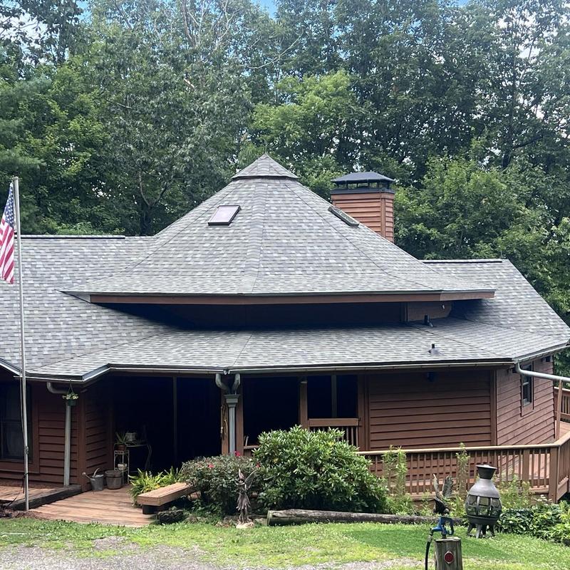 Architectural shingle roof replacement on steep-slope house