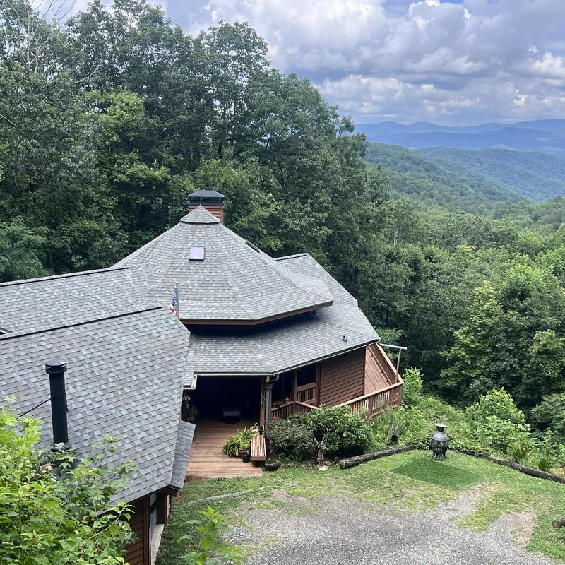 Architectural shingle roof replacement on mountain home