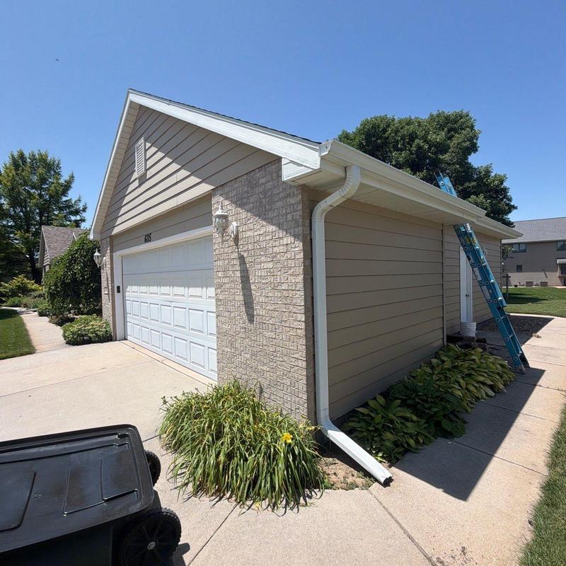 Roof shingles and gutters with inspection ladder Roof shingles and gutters with inspection ladder
