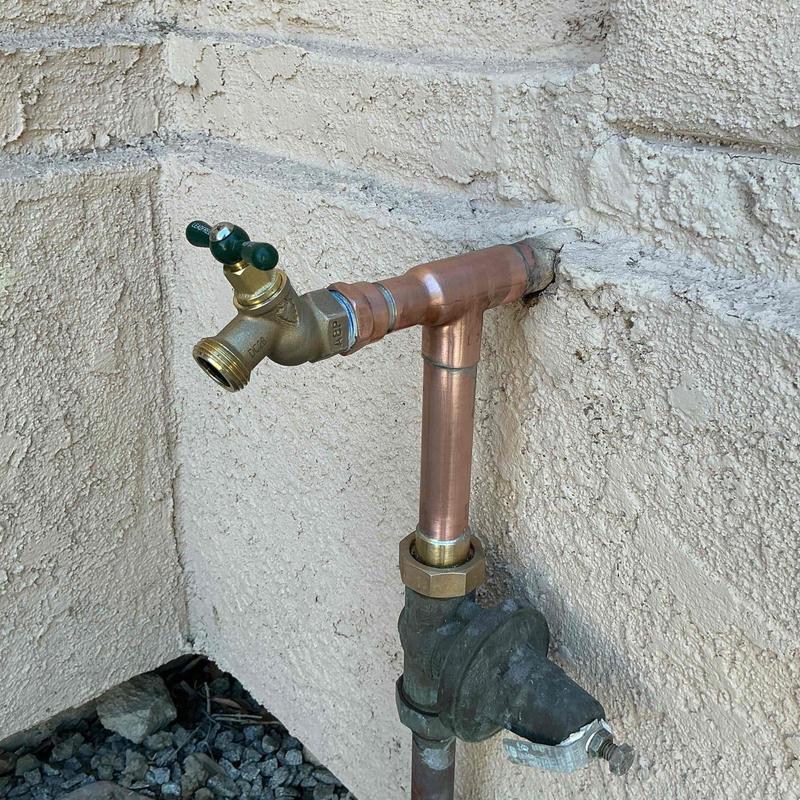 Copper water piping with new hose bib installation Copper water piping with new hose bib installation