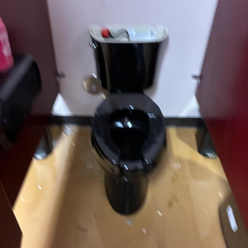 Black toilet drain clearing in men's restroom stall Black toilet drain clearing in men's restroom stall