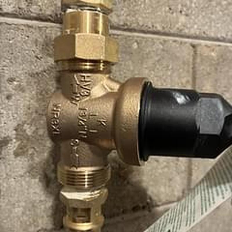 34-inch pressure reducing valve installation on plumbing system