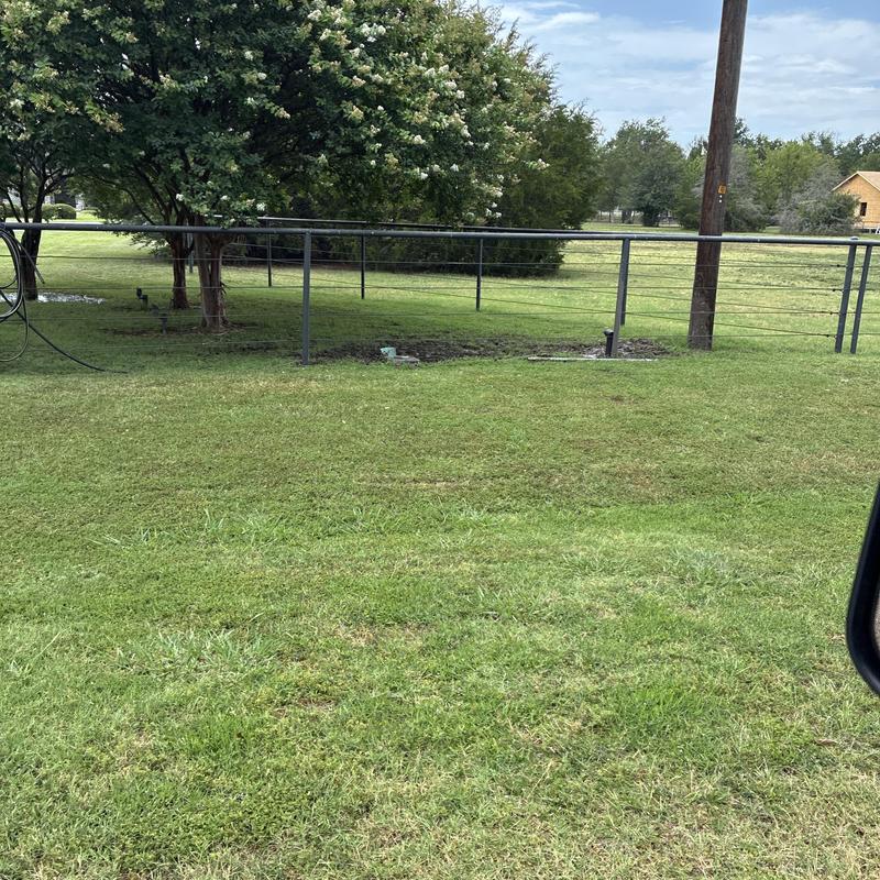 Yard irrigation valve with water leak and wet grass