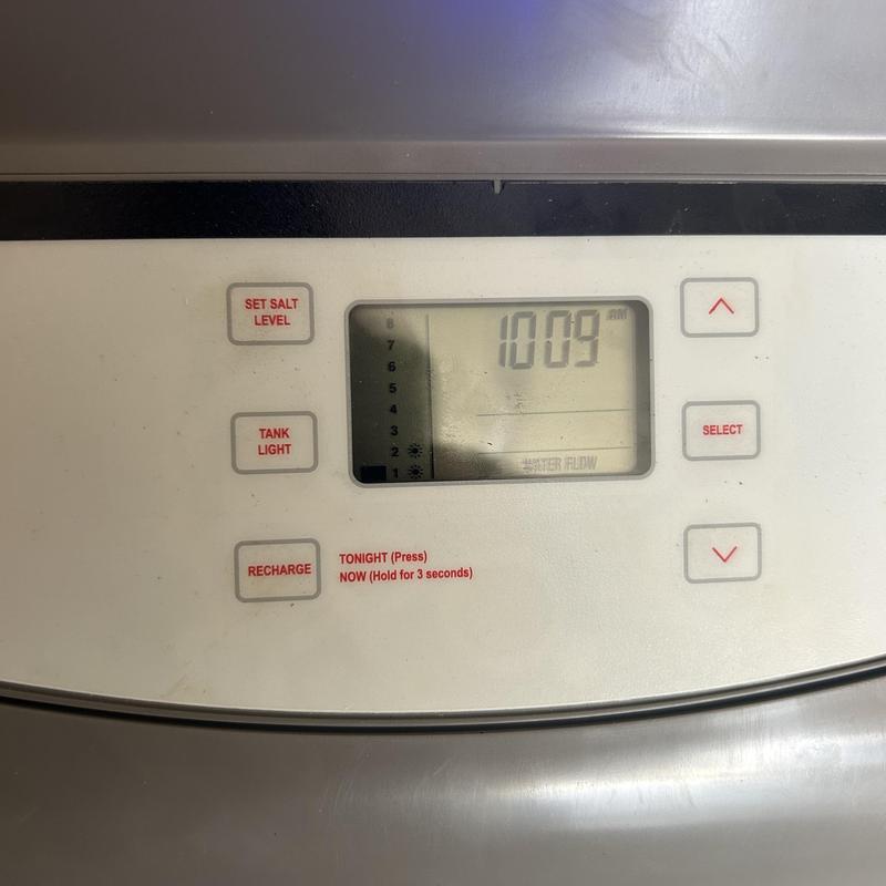 Water softener control panel display and buttons Water softener control panel display and buttons