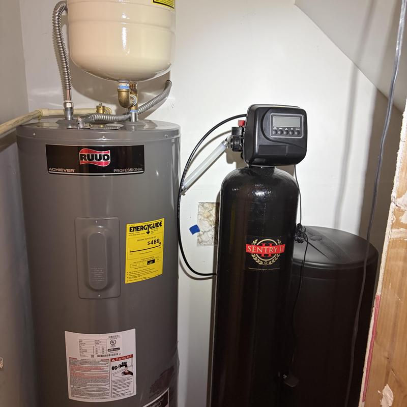 Electric water heater and water softener system installation Electric water heater and water softener system installation