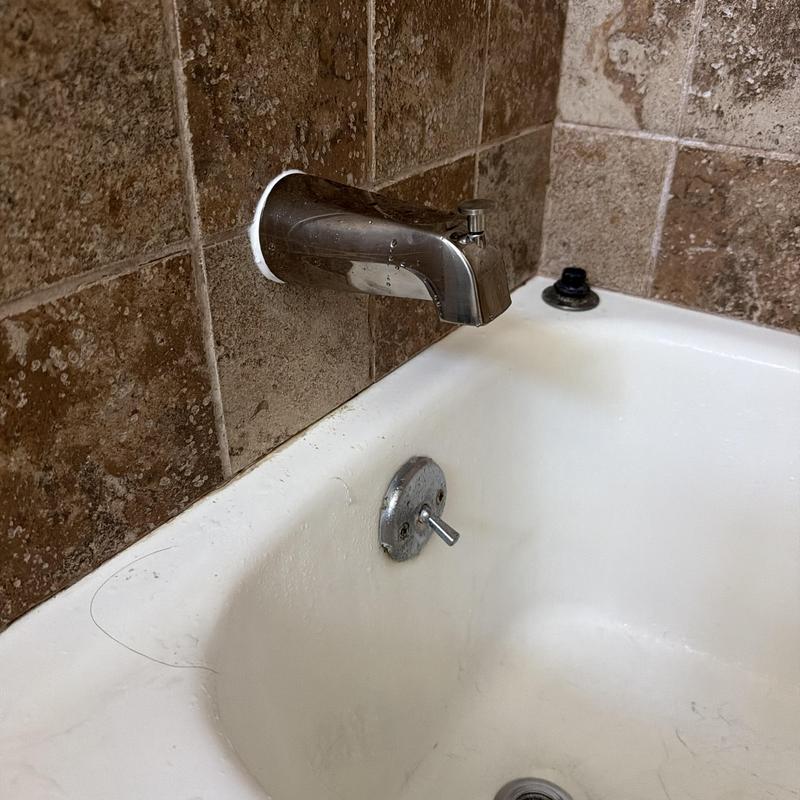 Tub spout installation on master bathroom tub shower