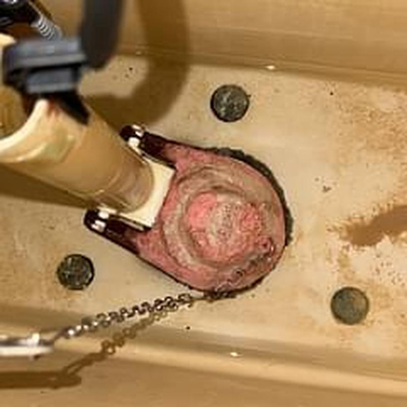 Toilet flapper replacement in restroom tank Toilet flapper replacement in restroom tank