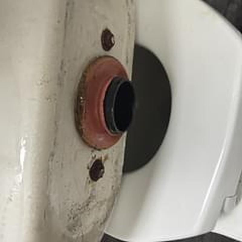 Toilet flange and wax ring installation close-up Toilet flange and wax ring installation close-up