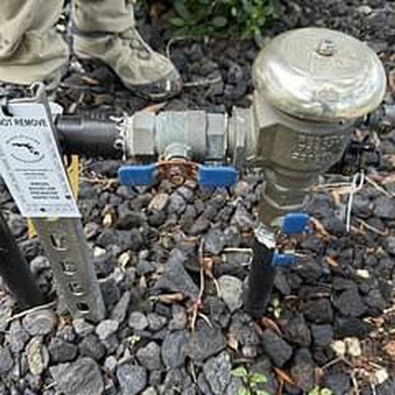 Febco irrigation backflow valve with testing setup Febco irrigation backflow valve with testing setup