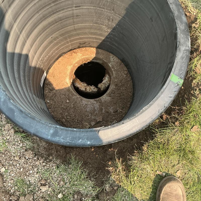 Septic riser and lid inspection in grassy area Septic riser and lid inspection in grassy area