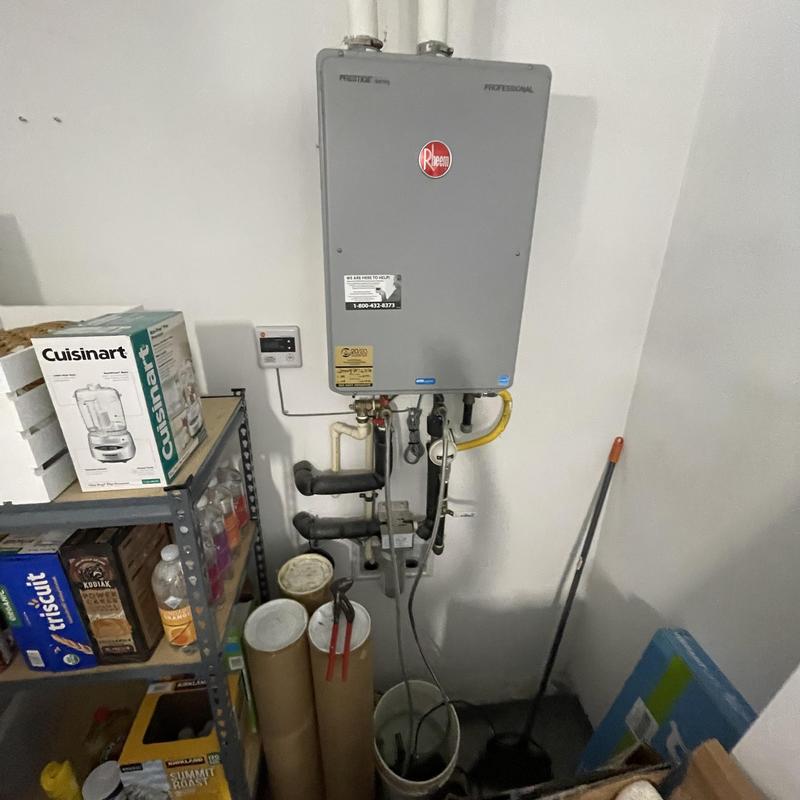 Tankless water heater flush and inspection setup Tankless water heater flush and inspection setup