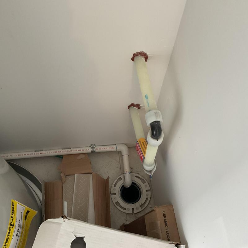 Water softener plumbing rough-in with drain and pipes Water softener plumbing rough-in with drain and pipes