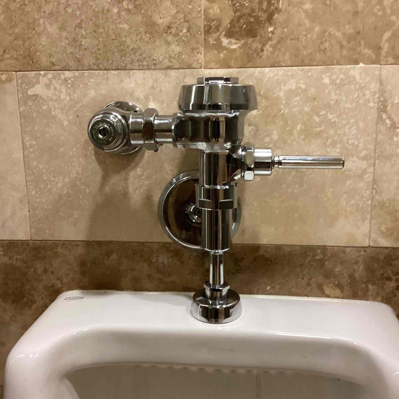 Urinal flush valve and angle stop installation Urinal flush valve and angle stop installation