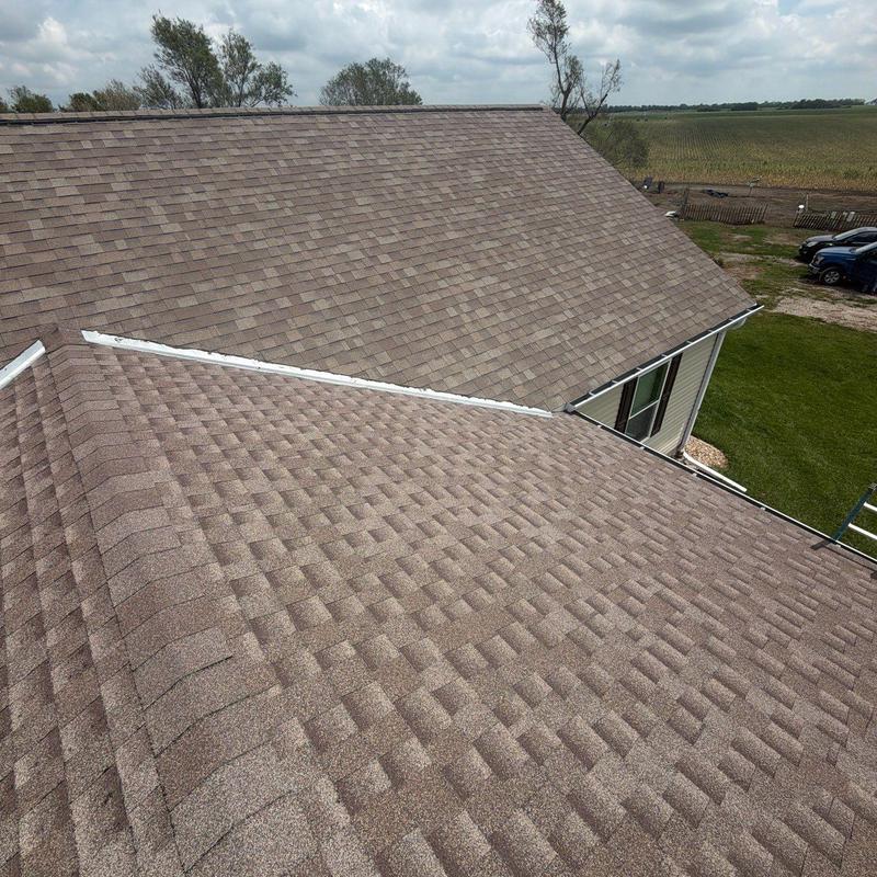 Asphalt shingle roof with ridge vent and flashing details Asphalt shingle roof with ridge vent and flashing details