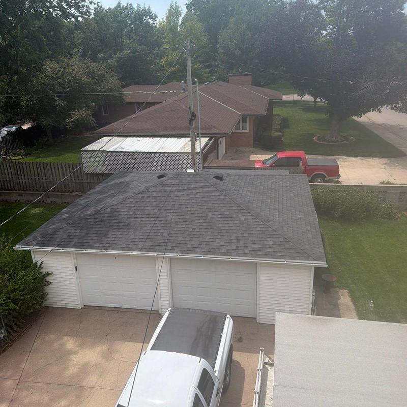 Asphalt shingle garage roof inspection in Hastings, NE Asphalt shingle garage roof inspection in Hastings, NE