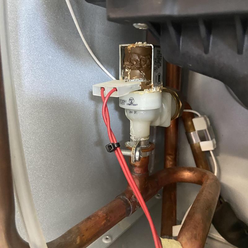Tankless water heater solenoid valve with wiring issue Tankless water heater solenoid valve with wiring issue