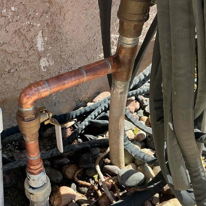 Brass ball shut-off valve on copper piping installation Brass ball shut-off valve on copper piping installation