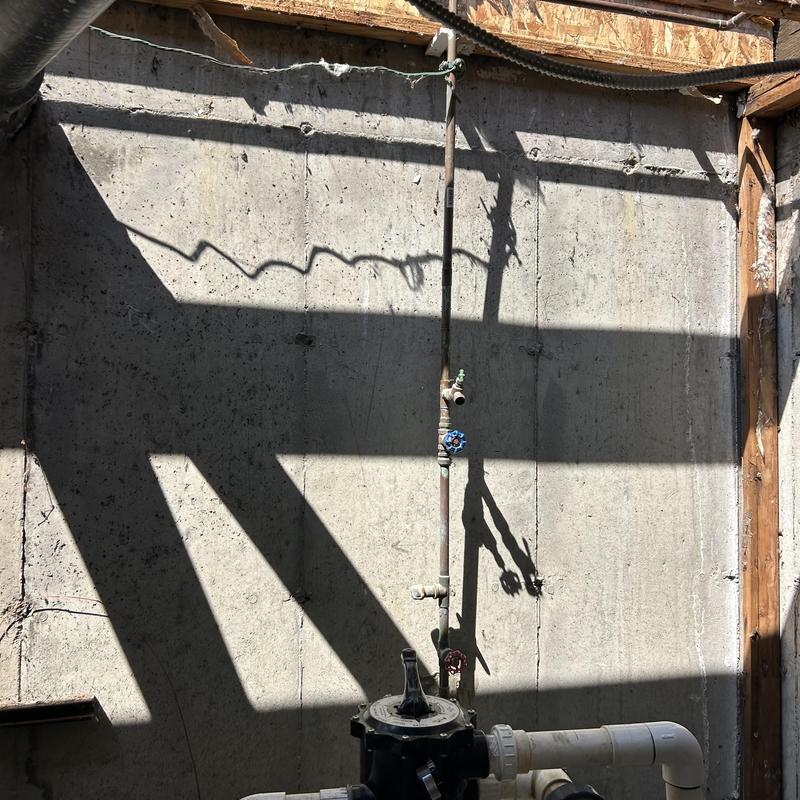 Copper water pipe with valves and fittings in basement Copper water pipe with valves and fittings in basement