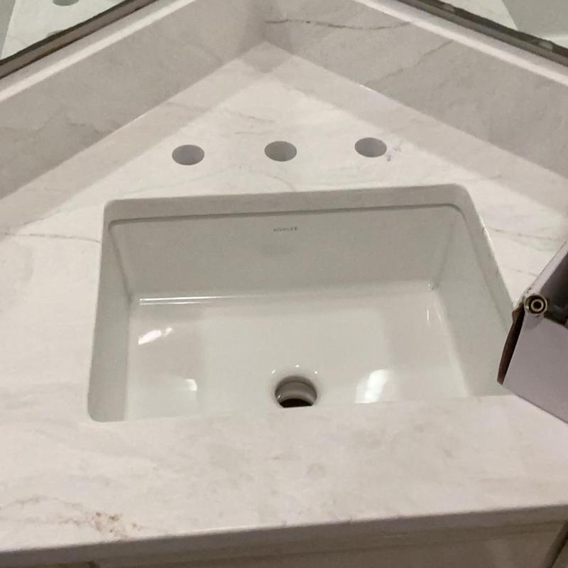 Laboratory sink with widespread faucet holes cut Laboratory sink with widespread faucet holes cut
