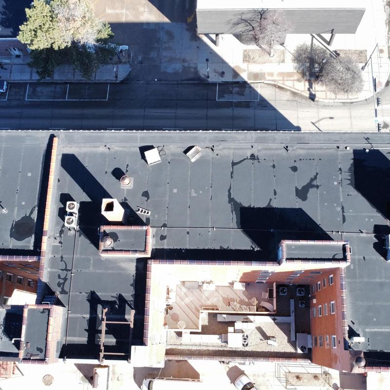 Flat roof with ventilation and HVAC units inspection Flat roof with ventilation and HVAC units inspection