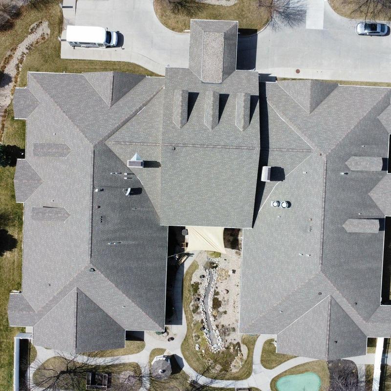 Asphalt shingle roof inspection from drone view Lincoln NE Asphalt shingle roof inspection from drone view Lincoln NE
