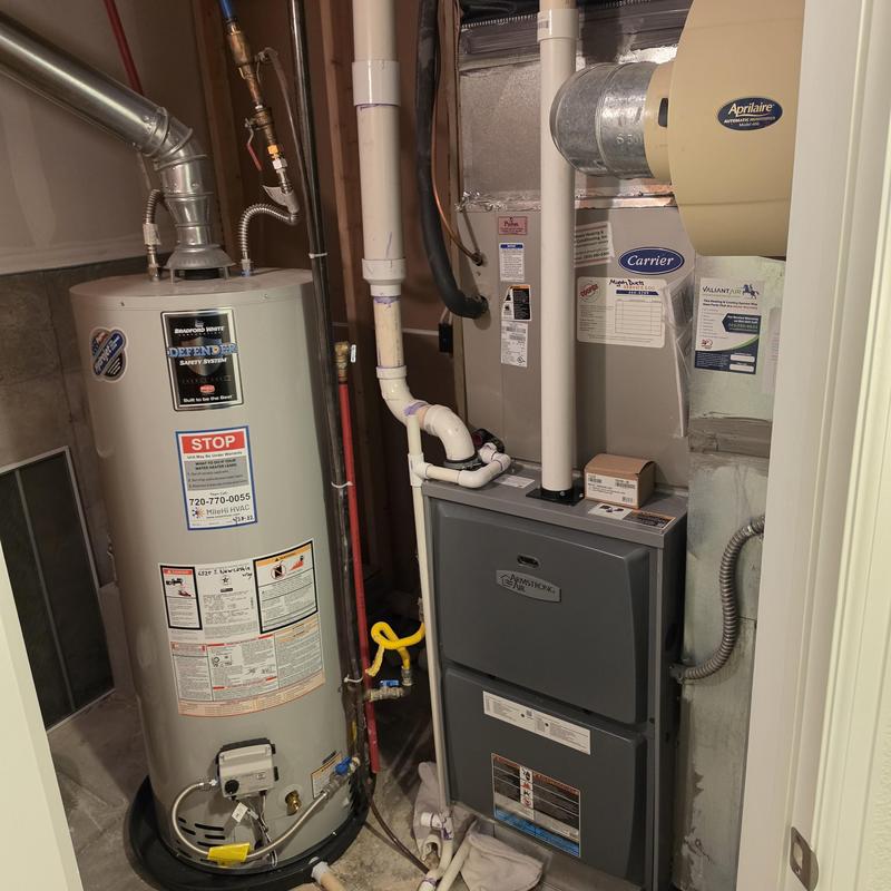 Bradford White water heater next to Carrier furnace Bradford White water heater next to Carrier furnace