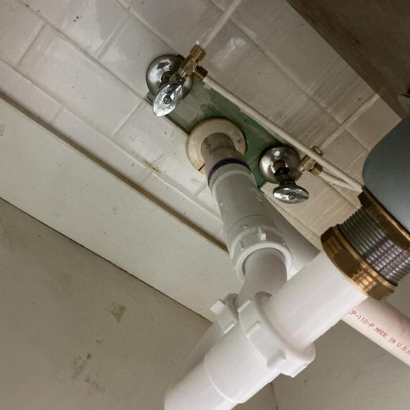 1 1/4 inch water line and 3/4 inch PVC pipe under sink 1 1/4 inch water line and 3/4 inch PVC pipe under sink
