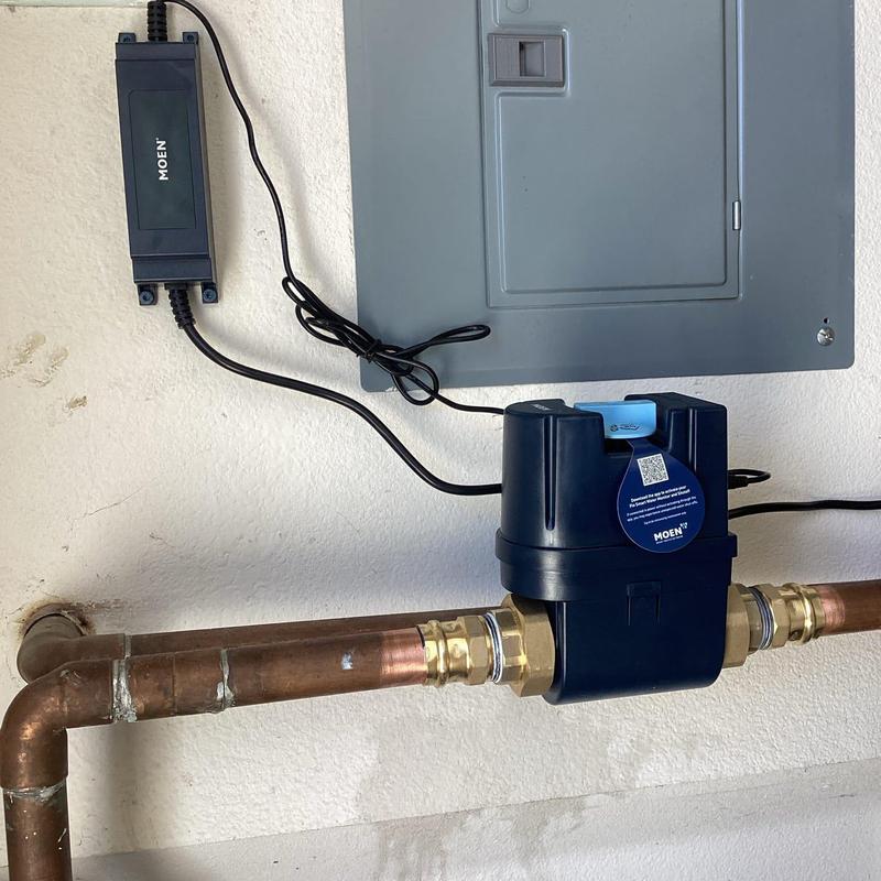 Moen Flo water monitoring system on copper pipe Moen Flo water monitoring system on copper pipe