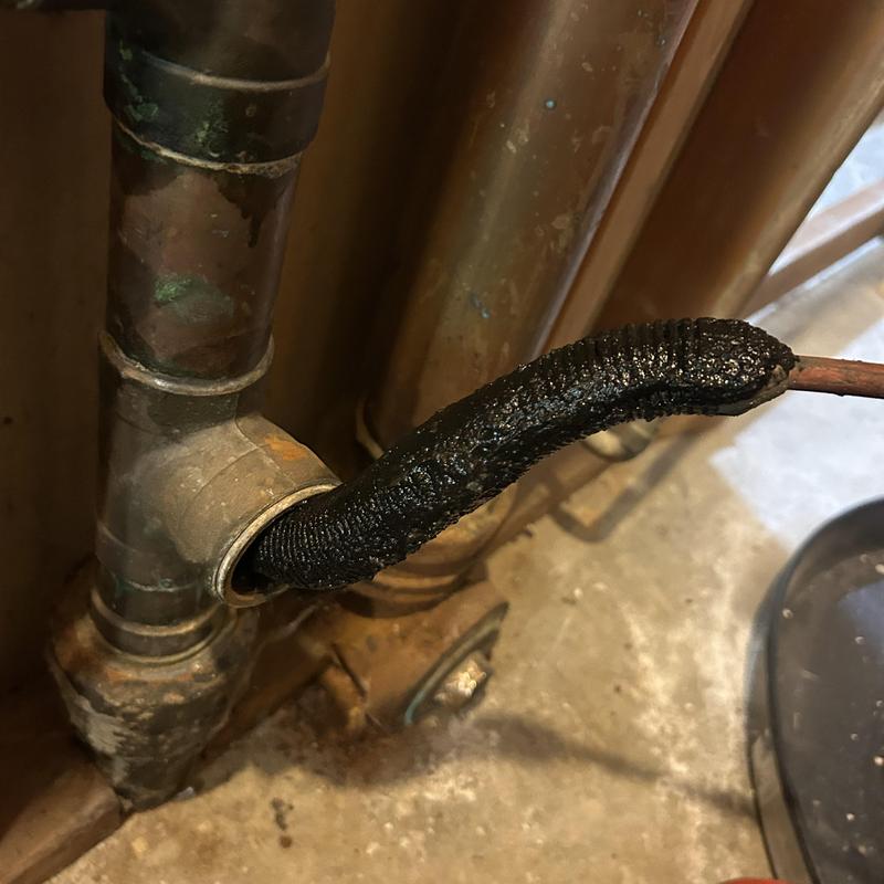 Shower drain with plumbing snake clearing clog Shower drain with plumbing snake clearing clog