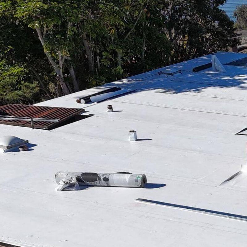 Commercial TPO roofing membrane with ventilation pipes Commercial TPO roofing membrane with ventilation pipes