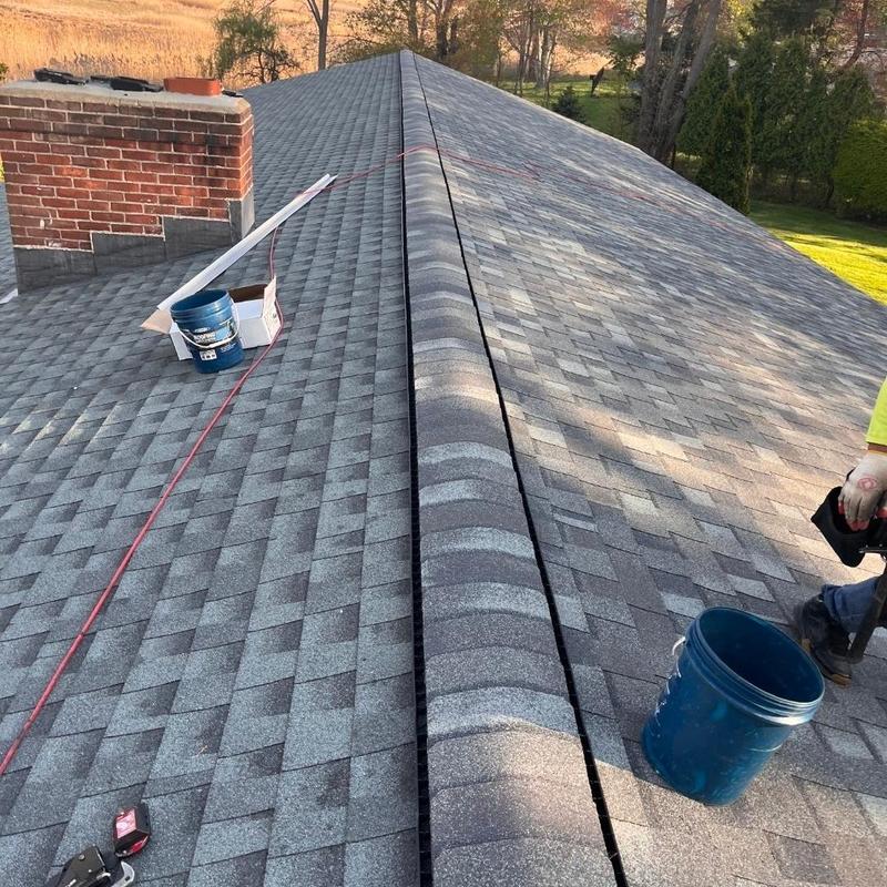 CertainTeed Landmark Pro shingles on new roof ridge CertainTeed Landmark Pro shingles on new roof ridge