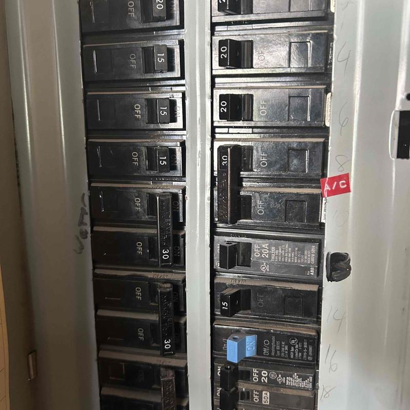 Electrical breaker panel with multiple circuit breakers Electrical breaker panel with multiple circuit breakers
