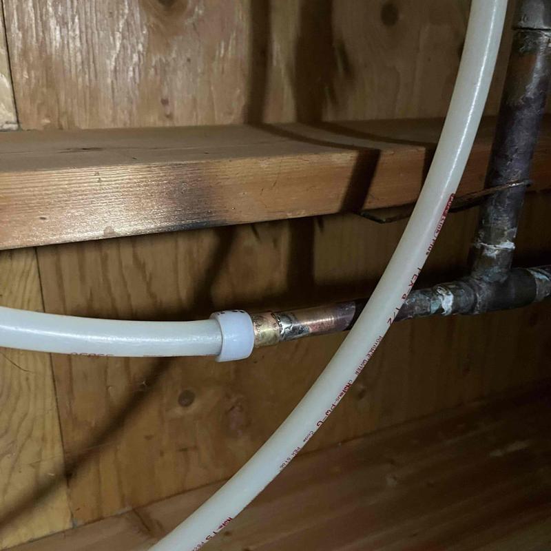 PEX piping with copper pipe and soldered adapter installation PEX piping with copper pipe and soldered adapter installation