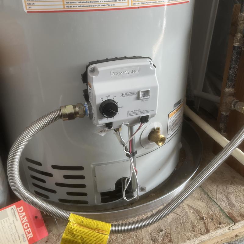 Water heater control valve with gas line connection Water heater control valve with gas line connection