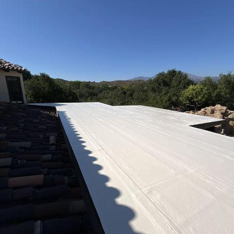 Flat roof membrane installation with clear weather Flat roof membrane installation with clear weather