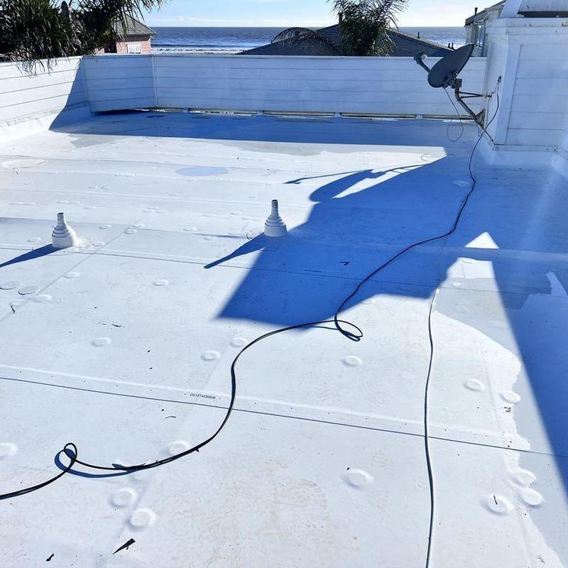 Flat roof membrane with vent pipes and cable shadows Flat roof membrane with vent pipes and cable shadows