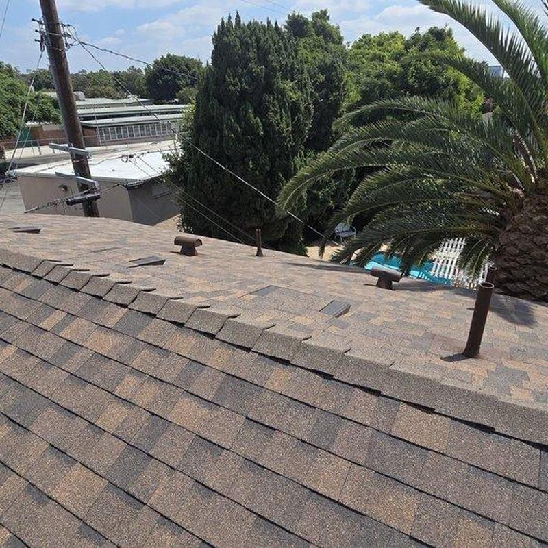 Shingle roof with vent pipes and flashing inspection Shingle roof with vent pipes and flashing inspection