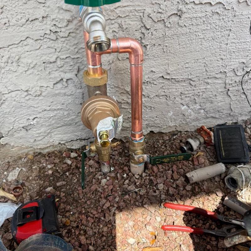 Main service riser with new ball valves and copper piping