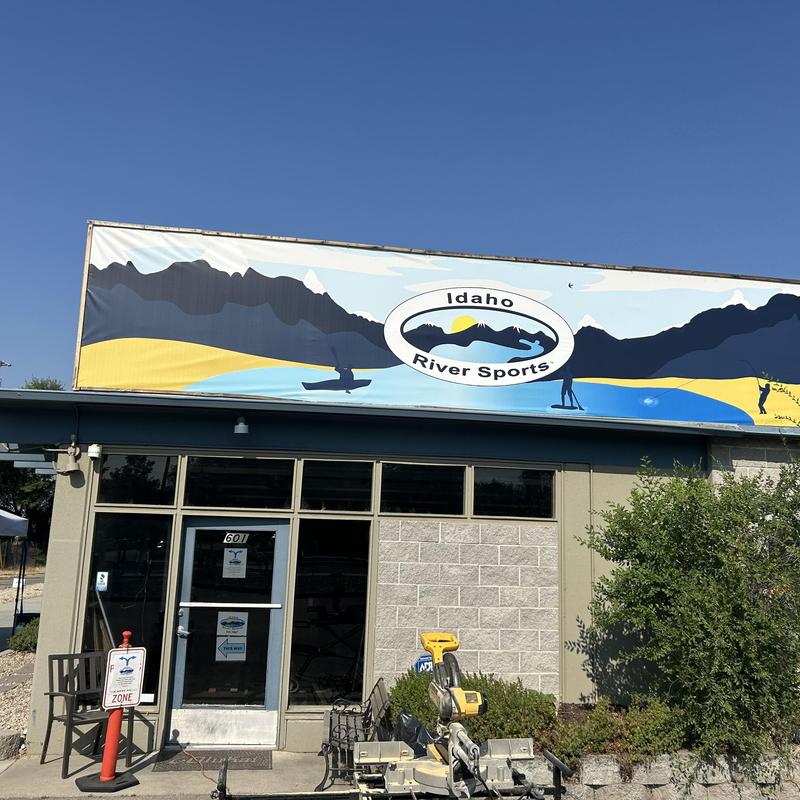 Commercial light fixture above storefront in Boise, ID