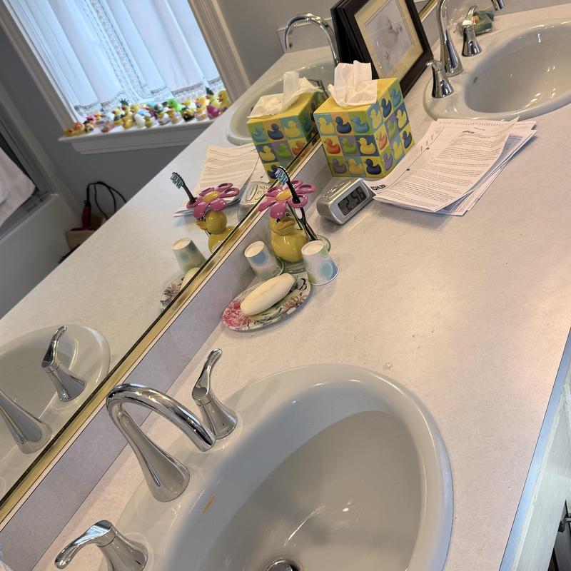Double vanity faucets with polished chrome finish