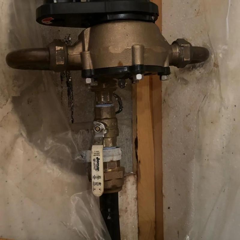 Main water shutoff valve with pipe fittings Main water shutoff valve with pipe fittings