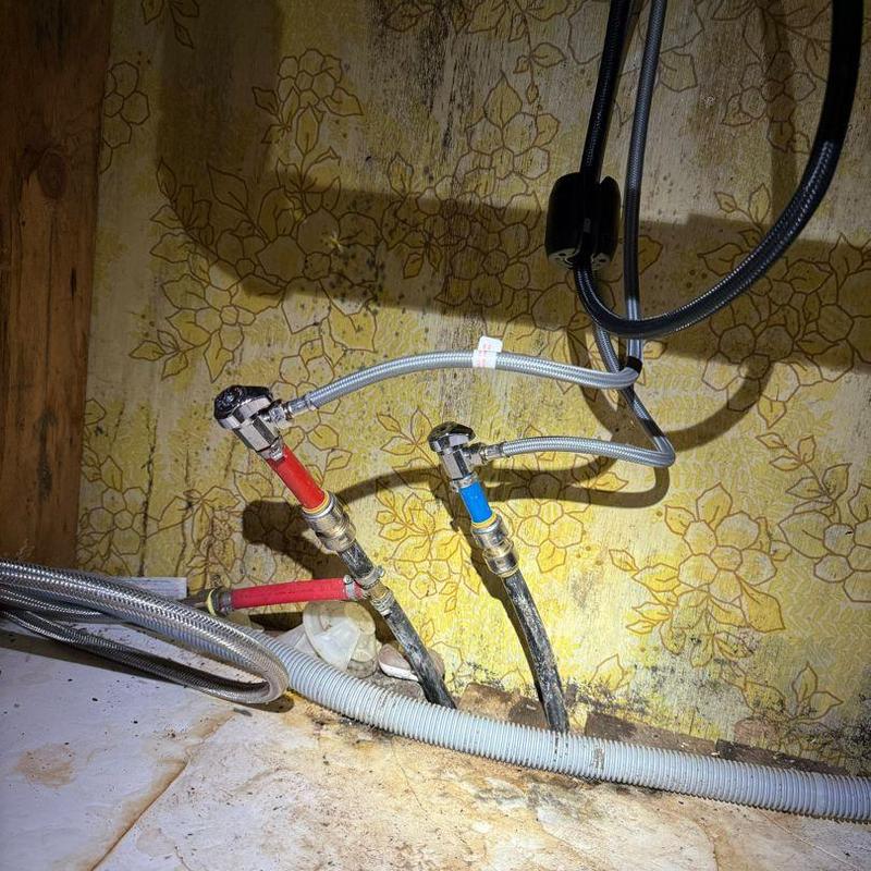 Angle stop valves with supply lines in wall cavity