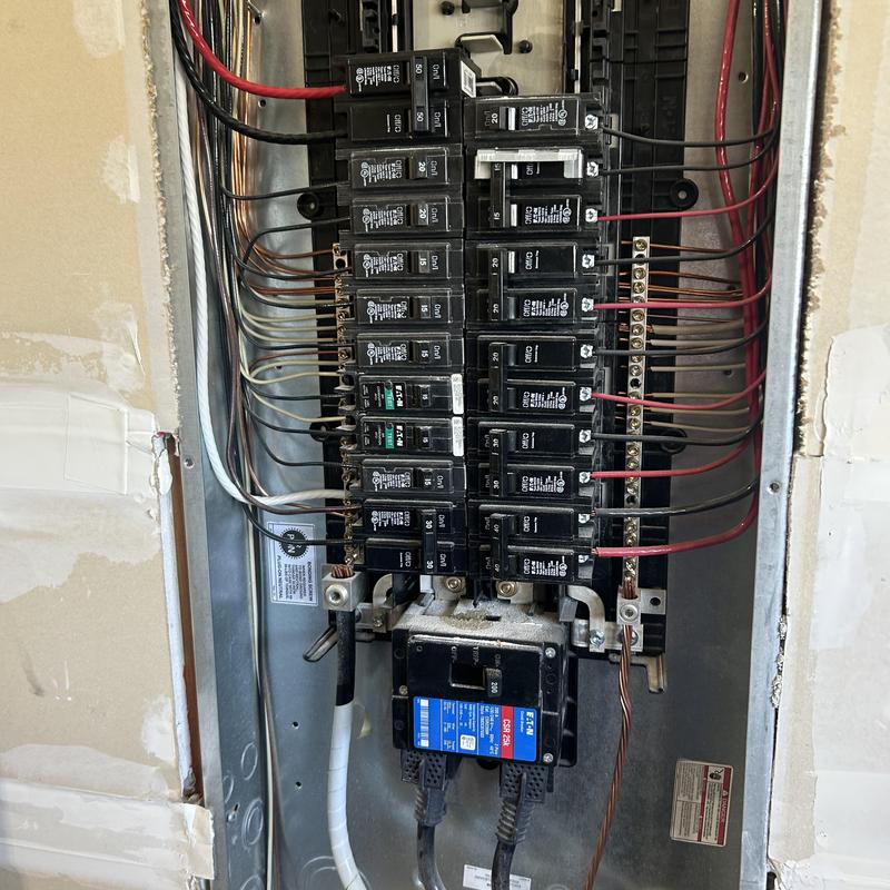Hot tub electrical panel with circuit breakers in Boise