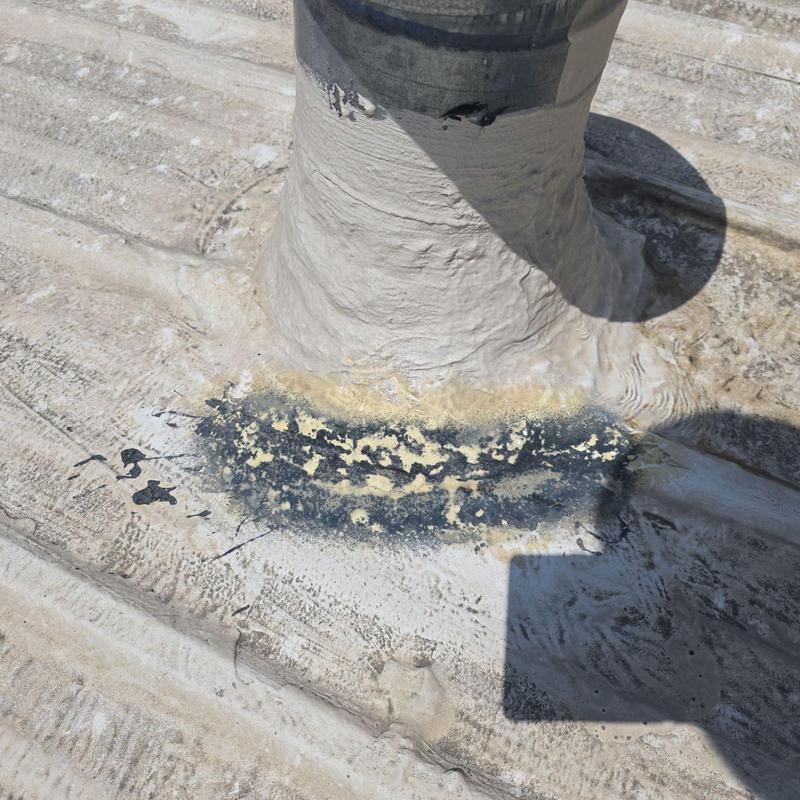 Metal roof pipe flashing with deteriorated coating Metal roof pipe flashing with deteriorated coating