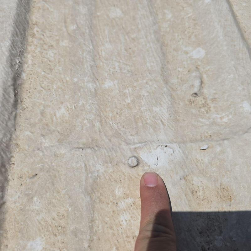 Metal roof with damaged coating and loose screw Metal roof with damaged coating and loose screw